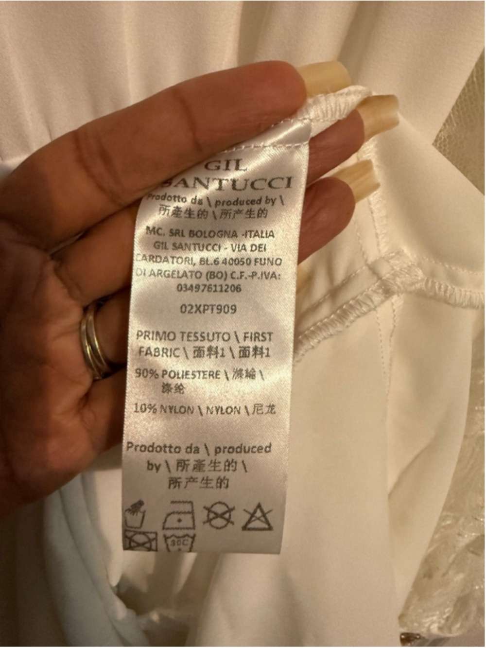 Women's Gil Santucci Long Sleeve Dress White Gold Size 40IT/US 4 - Picture 7 of 8